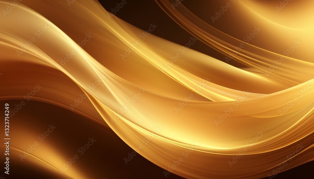 Aufkleber abstract golden waves flowing on a dark background creating a beautiful design