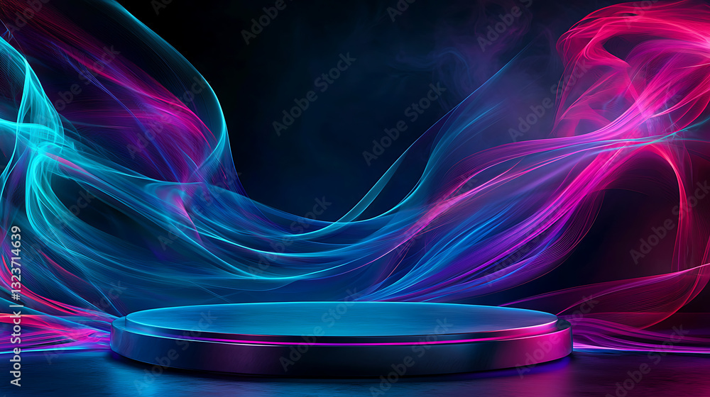 Poster dynamic light trails create stunning visuals on display stage studio digital art dark environment lo