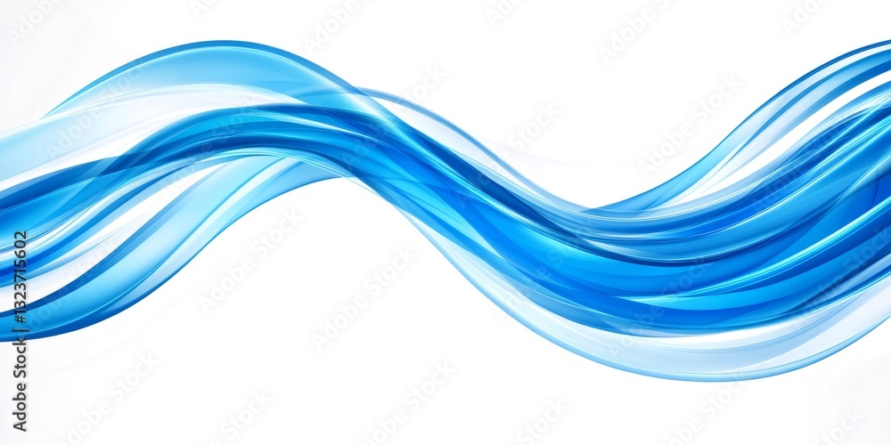 Poster smooth elegant blue waves creating dynamic lines on white background