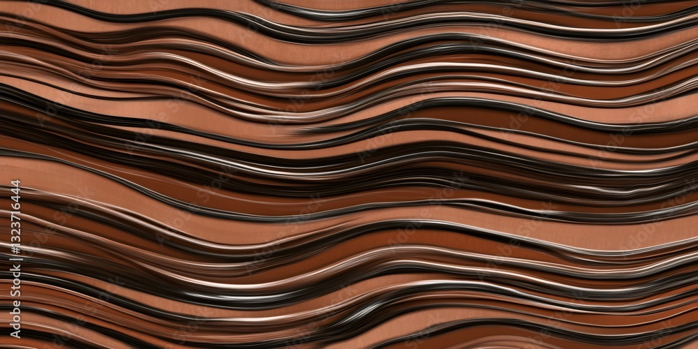 Poster waving brown and black linear pattern forming abstract graphic texture background