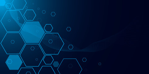 Abstract Blue Hexagonal Technology Background for Digital Designs. Futuristic Geometric Blue Hexagon Pattern for Modern Concepts. Technology. Vector. 