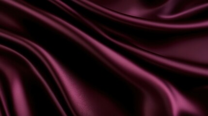Obraz premium A close-up view of luxurious, deep burgundy silk fabric, displaying smooth, flowing folds that reflect light beautifully.