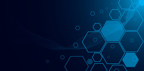 Fototapeta premium Abstract Blue Hexagonal Technology Background for Digital Designs. Futuristic Geometric Blue Hexagon Pattern for Modern Concepts. Technology. Vector. 