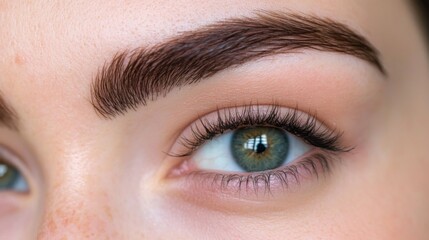 Fototapeta premium Close up of Woman's Eye with Defined Brow and Lashes