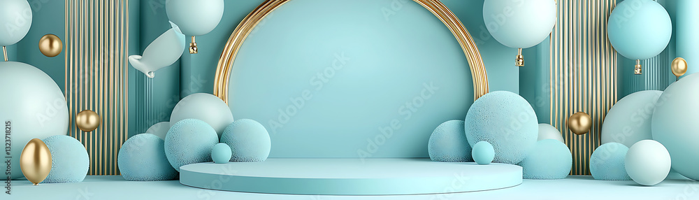 Aufkleber stylish event setup with decorative elements studio visual presentation modern aesthetic wide angle 