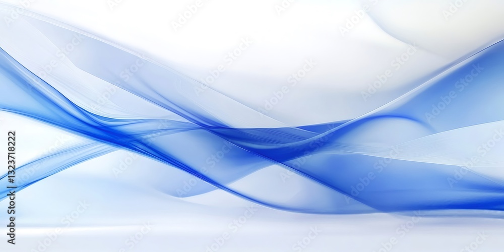 Poster abstract blue waves are flowing on white background creating a beautiful design