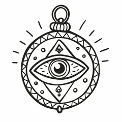 Mystical Eye Amulet  Illustration with Geometric Design
