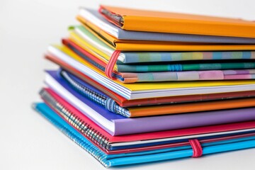 Colorful Notebooks on School Desk