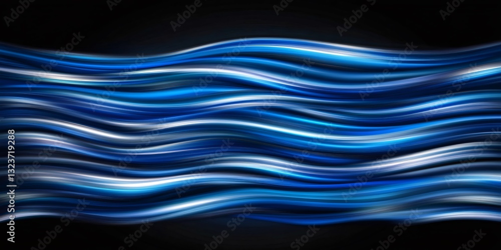 Aufkleber abstract blue and white wavy lines flowing on a dark background, creating a mesmerizing visual effec