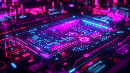 Fototapeta premium Immerse yourself in the ethereal glow of this purple-dominant hologram design. Perfect for adding a futuristic touch to your project