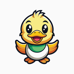 Obraz premium cute duck with a yellow little duck walking cartoon illustration isolated on white background