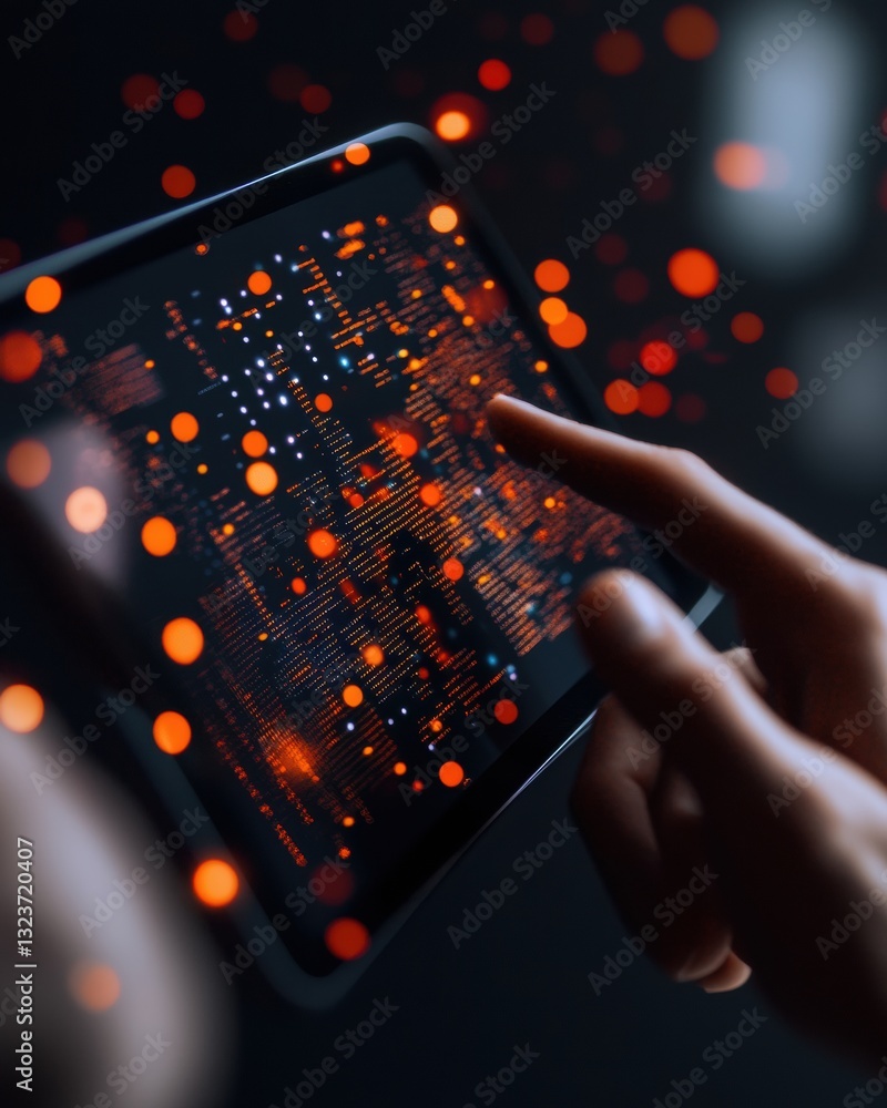 Aufkleber Immersive AI Visualization Next-Gen Data Analytics with Touchscreen Interface - Cutting-Edge Tech Innovation for Digital Transformation and Machine Learning Insights