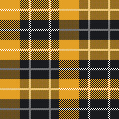 Black and orange Scotland textile seamless pattern. Fabric texture check tartan plaid. Abstract geometric background for cloth, fabric. Monochrome graphic repeating design. Modern squared ornament