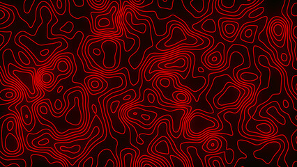 Stylized topographic map outline height in lines and contours. The concept of a conditional geographical scheme and the trajectory of the terrain. Ultra wide size. 3D rendering