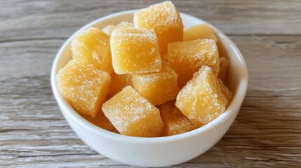 Candied Ginger Cubes: A Sweet and Spicy Delight in a Bowl