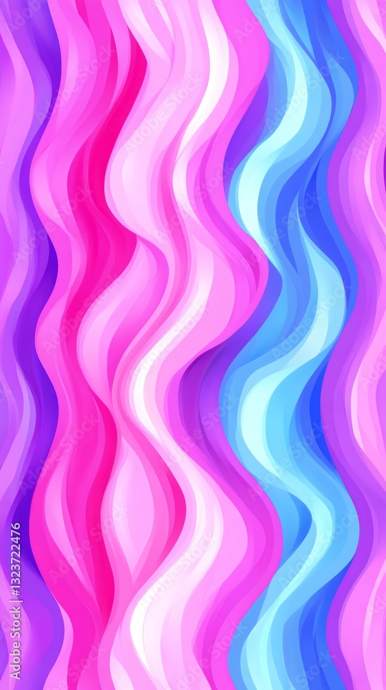Poster seamless pattern of flowing curves in a spectrum of vibrant colors, forming an abstract composition