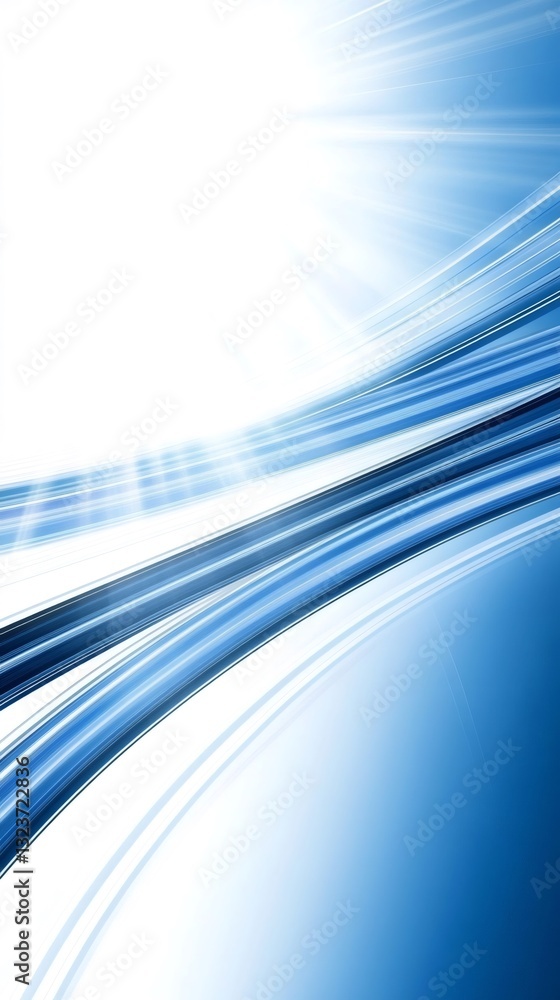 Aufkleber abstract blue curved lines converging towards a bright light source creating a modern and dynamic ba