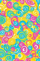 Vertical Psychedelic swirl seamless pattern. 60s, 70s style liquid groovy background.