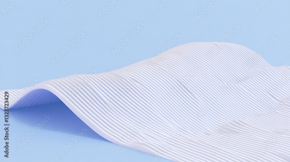 Poster a smooth white surface with wave like linear patterns against blue