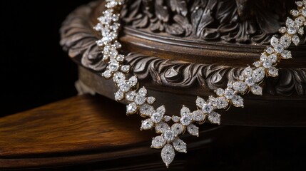 Obraz premium A modern and chic dainty diamond necklace, displayed with a touch of elegance and fashion appeal.