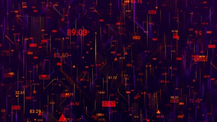 Communication network concept. Digital transformation. Engineering, coding with technology icons, numbers and binary code, big data. Data flow information. Digital communication concept. 3D rendering