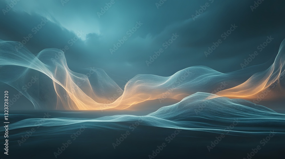 Poster abstract representation of atmospheric layers and glowing formations