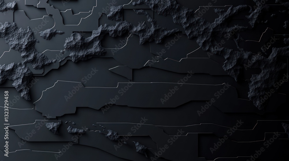 Poster abstract dark blue textured surface with illuminated lines and irregular raised patterns in a studio