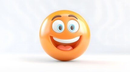 Fototapeta premium Joyful smiling emoji character digital design fun expression bright environment close-up view playful concept