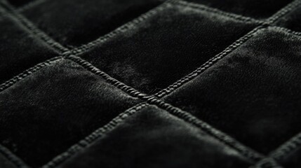 Naklejka premium Abstract Dark Gray Quilted Velvet Fabric Texture with Diamond Pattern and Detailed Stitching, Macro Close-Up