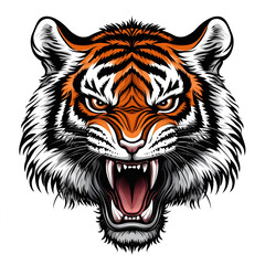 Fototapeta premium The King of the Jungle Roaring Tiger Head Vector Art