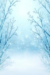 Snowflakes falling on winter trees