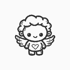 Obraz premium Cute nurse as an angel with wings chibi cartoon character. Cute nurse angel kawaii cartoon character illustration