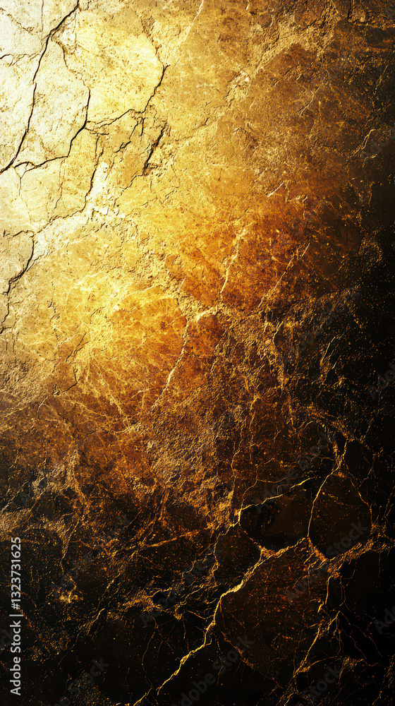 Poster textured gold surface: an abstract display of textured gold surface with cracks and a gradient of li
