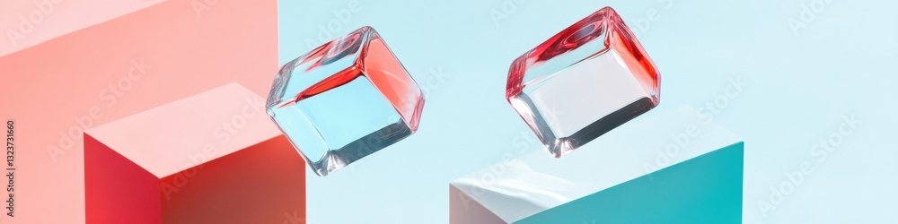 Poster minimalist digital wellness solution transparent blue light blocking glasses showcase in geometric s