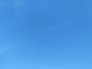 Clear blue sky without clouds, natural blue background 