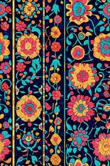 Vertical Suzani Persian pattern - traditional home interior in Uzbekistan traditional culture seamless pattern.