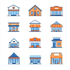 Obraz premium Collection of Diverse Shop Front Designs for Commercial Spaces