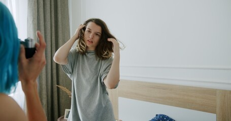 Exploring a Captivating SelfPortrait Session Held in a Stylish Modern Bedroom Environment
