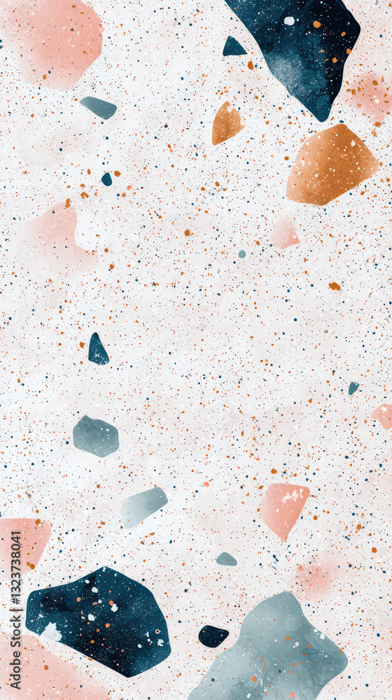Poster terrazzo texture: an abstract composition showcasing the timeless elegance of a terrazzo pattern, wi