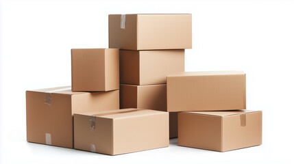 cardboard boxes stacked on top of each other isolated on white background