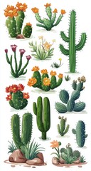Vibrant Desert Plants Collection - Stunning Cacti and Flowers