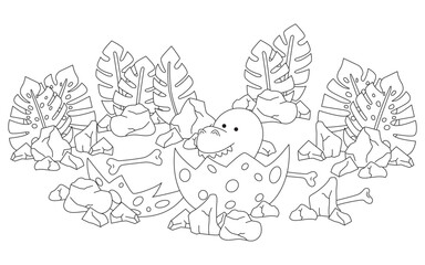 Line image of a dinosaur for coloring