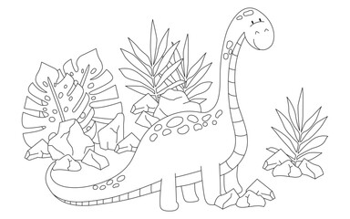 Line image of a dinosaur for coloring