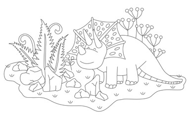 Line image of a dinosaur for coloring