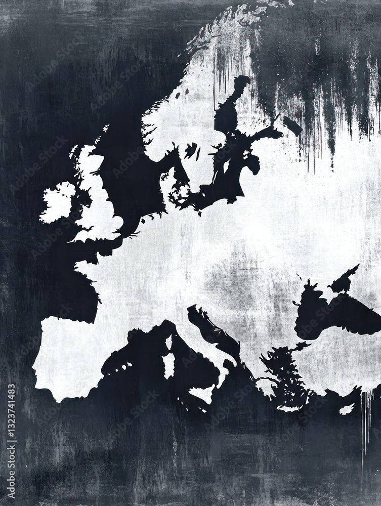 Poster abstract map of the area with distressed white rendering against dark blue grunge background