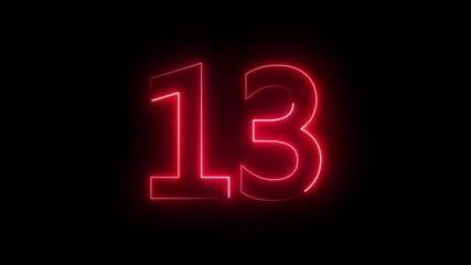 A neon 13 number icon with a bright, glowing effect, smoothly transitioning between colors. The numbers pulse and flicker, offering a sleek, futuristic, and energetic vibe.