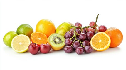 Healthy eating background. Food photography different fruits and vegetables isolated white background. Copy space. High resolution product 