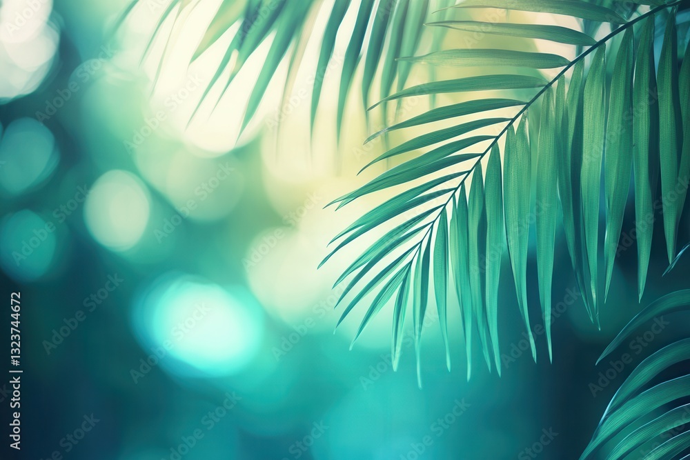 Poster tropical palm leaves create a serene background with a fresh vibe in a lush, green environment perfe
