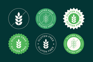 Gluten free badges and labels with wheat for food products. Flat modern design. Vector illustration