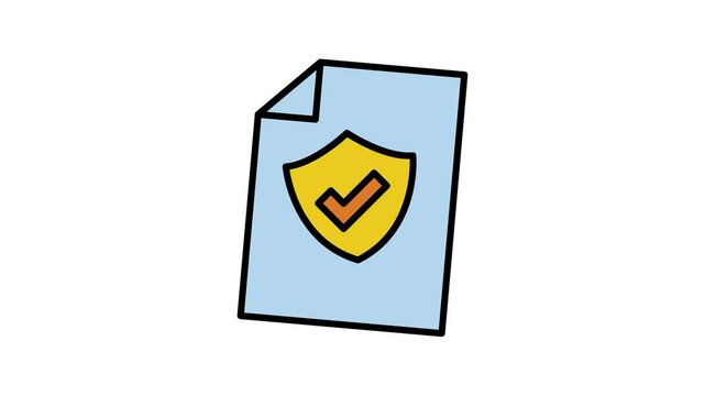 Document protection sticker animation 4k footage looping isolated on white background